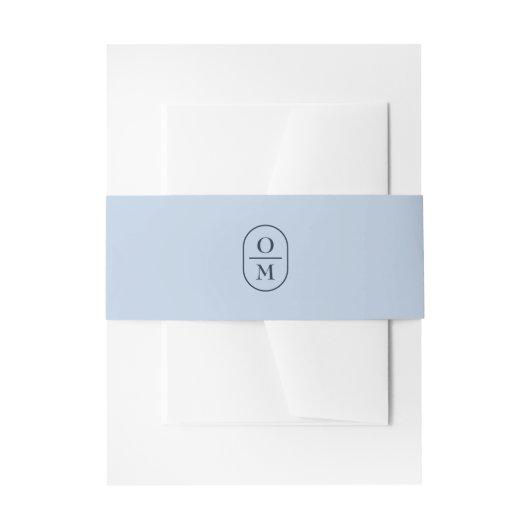 Light Blue | Monogram Huwelijksuitnodiging Uitnodigingen Wikkel (Voorkant Voorbeeld)