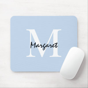 Light Blue Monogram Script-handtekening legant Muismat