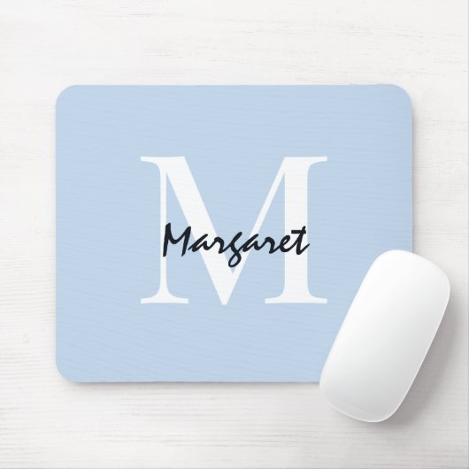 Light Blue Monogram Script-handtekening legant Muismat (Met muis)