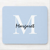 Light Blue Monogram Script-handtekening legant Muismat (Voorkant)