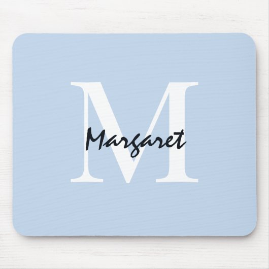Light Blue Monogram Script-handtekening legant Muismat (Voorkant)