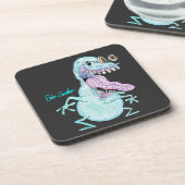 light blue monster alien cartoon bier onderzetter (Linkerzijde)