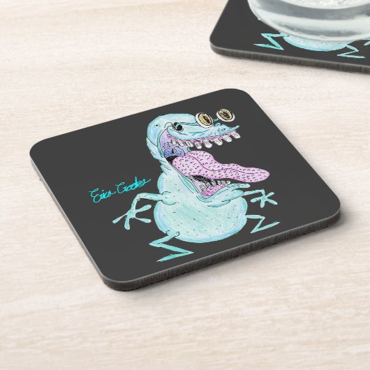 light blue monster alien cartoon bier onderzetter (Linkerzijde)