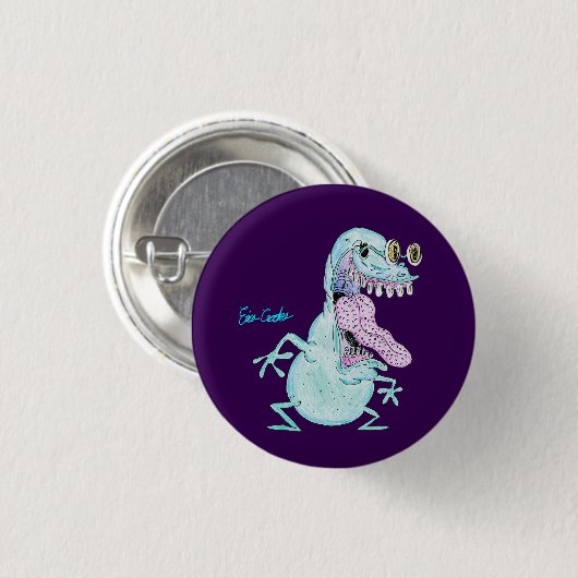 light blue monster alien cartoon ronde button 3,2 cm (Voorkant /achterkant)