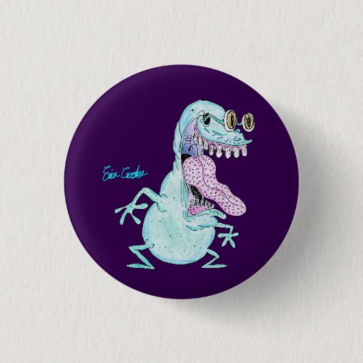 light blue monster alien cartoon ronde button 3,2 cm (Voorkant)