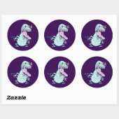 light blue monster alien cartoon ronde sticker (Vel)