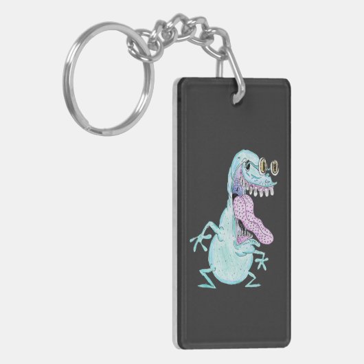 light blue monster alien cartoon sleutelhanger (Voorkant Links)
