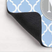 Light Blue Moroccan Lattice Grey Monogram Muismat (Hoek)