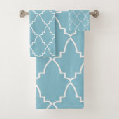 Light Blue Moroccan Lattice Pattern Bad Handdoek (Insitu)