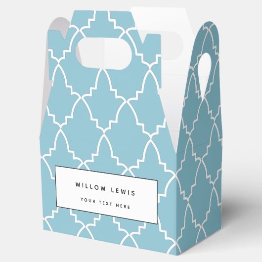 Light Blue Moroccan Lattice Pattern Bedankdoosjes (Geopend)