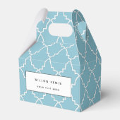 Light Blue Moroccan Lattice Pattern Bedankdoosjes (Voorkant Zijde)