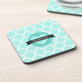 Light Blue Moroccan Lattice Pattern Bier Onderzetter (Linkerzijde)