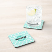Light Blue Moroccan Lattice Pattern Bier Onderzetter (Rechterzijde)
