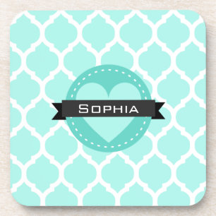 Light Blue Moroccan Lattice Pattern Bier Onderzetter