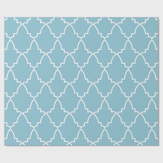 Light Blue Moroccan Lattice Pattern Cadeaupapier (Vlak)
