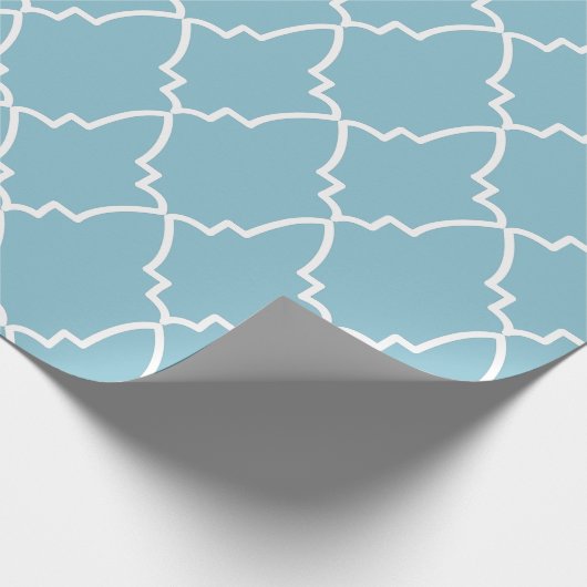 Light Blue Moroccan Lattice Pattern Cadeaupapier (Hoek)