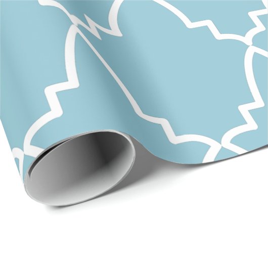 Light Blue Moroccan Lattice Pattern Cadeaupapier (Rol Hoek)