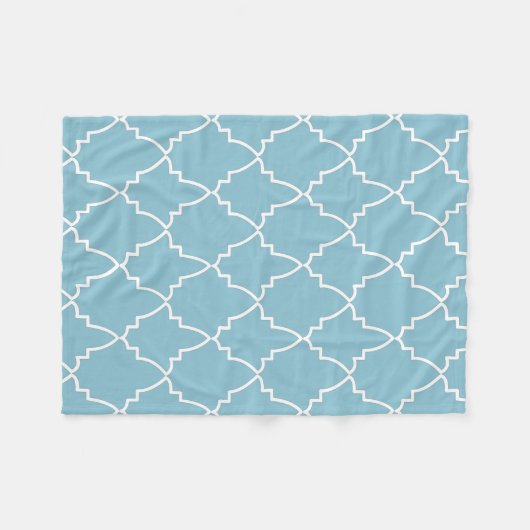Light Blue Moroccan Lattice Pattern Fleece Deken (Voorkant (Horizontaal))