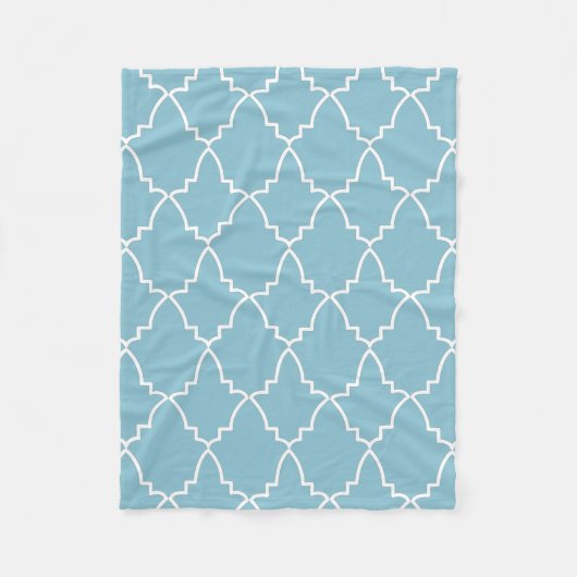 Light Blue Moroccan Lattice Pattern Fleece Deken (Voorkant)