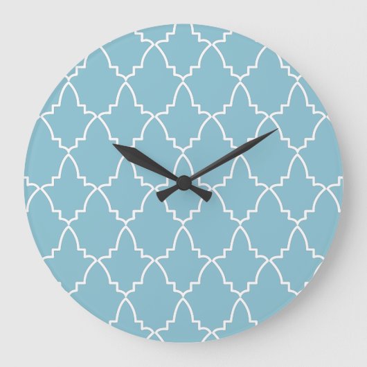 Light Blue Moroccan Lattice Pattern Grote Klok (Voorkant)