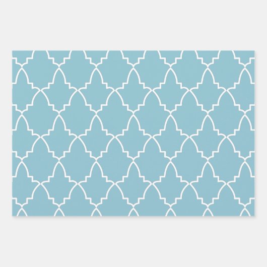 Light Blue Moroccan Lattice Pattern Inpakpapier Vel (Voorkant 3)