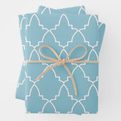 Light Blue Moroccan Lattice Pattern Inpakpapier Vel (In situ)