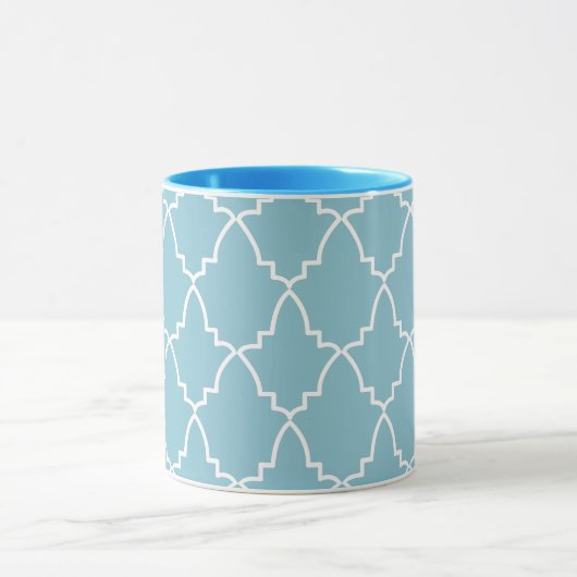 Light Blue Moroccan Lattice Pattern Mok (Midden)