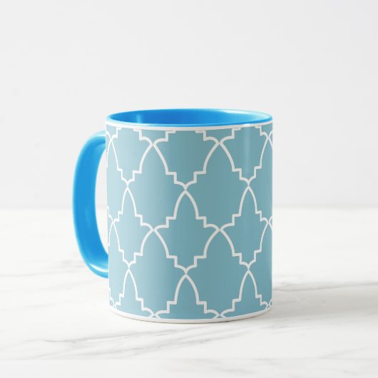 Light Blue Moroccan Lattice Pattern Mok (Voorkant links)