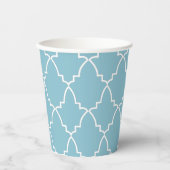 Light Blue Moroccan Lattice Pattern Papieren Bekers (Voorkant)