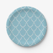 Light Blue Moroccan Lattice Pattern Papieren Bordje (Voorkant)