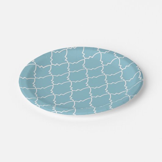 Light Blue Moroccan Lattice Pattern Papieren Bordje (Gekanteld)