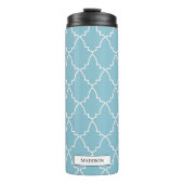 Light Blue Moroccan Lattice Pattern Thermosbeker (Voorkant)