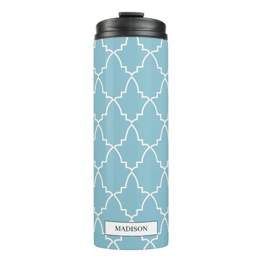 Light Blue Moroccan Lattice Pattern Thermosbeker (Voorkant)
