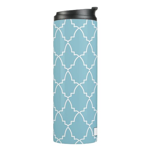 Light Blue Moroccan Lattice Pattern Thermosbeker (Gedraaid links)