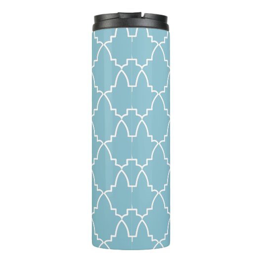 Light Blue Moroccan Lattice Pattern Thermosbeker (Achterkant)