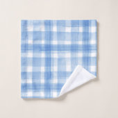 Light Blue n White Waterverf Gingham Gingham Gecon Bad Handdoek (Wasdoekje)