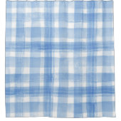 Light Blue n White Waterverf Gingham Gingham Gecon Douchegordijn (Voorkant)