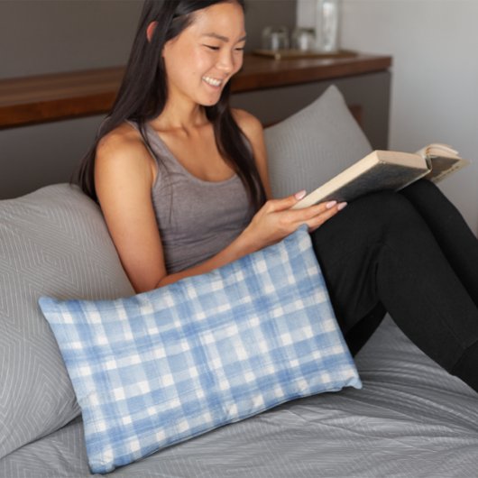 Light Blue n White Waterverf Gingham Gingham Gecon Kussensloop