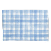 Light Blue n White Waterverf Gingham Gingham Gecon Kussensloop (Voorkant)
