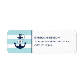 Light Blue Nautical Anchor Monogram Etiket (Voorkant)