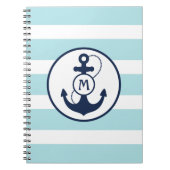 Light Blue Nautical Anchor Monogram Notitieboek (Voorkant)