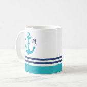 Light Blue Nautical Monogram Koffiemok (Voorkant links)