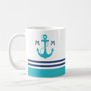 Light Blue Nautical Monogram Koffiemok