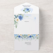 Light Blue, Navy, Winter White Waterverf Floral A All In One Uitnodiging (Buitenkant)