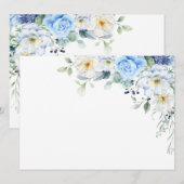 LIght Blue, Navy, Winter White Waterverf Floral Kaart (Voorkant / Achterkant)