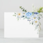 LIght Blue, Navy, Winter White Waterverf Floral Kaart (Staand voorkant)