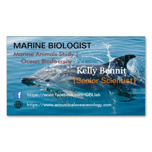 Light Blue Ocean Classic Marine Life Study Magnetisch Visitekaartje (Voorkant)