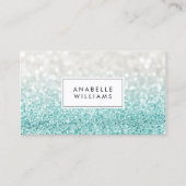 Light Blue Ombre Glitter en Bokeh Pattern Visitekaartje (Voorkant)