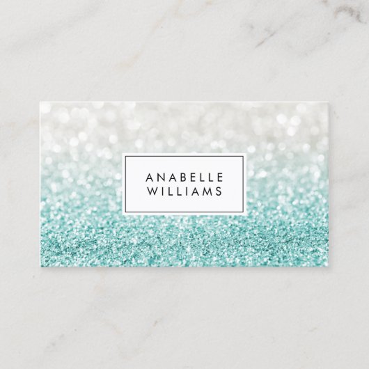 Light Blue Ombre Glitter en Bokeh Pattern Visitekaartje (Voorkant)