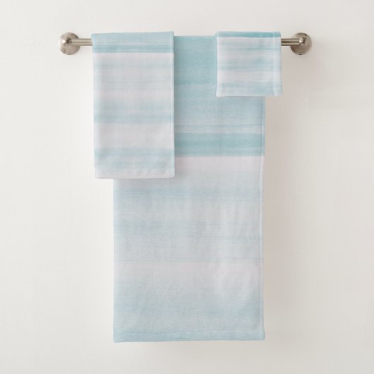 Light Blue Ombre Waterverf Bath Towels Bad Handdoek (Insitu)